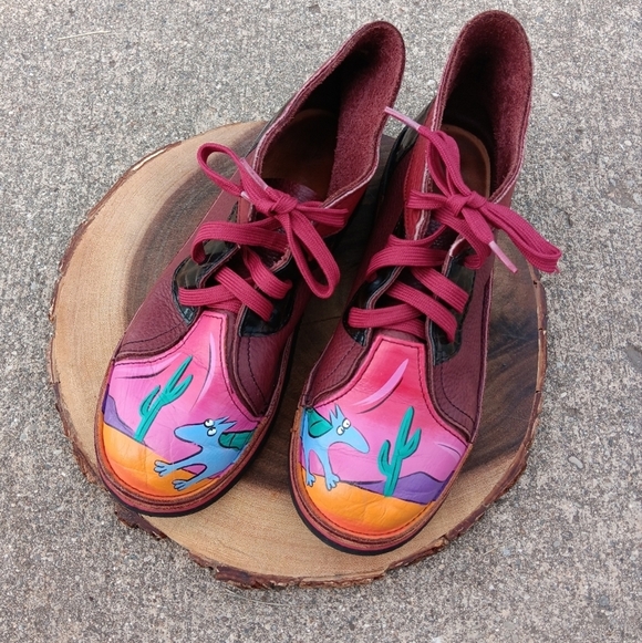 Soletech Shoes - Soletech Leather Burgundy Artistic Women's Shoes Sz 9 Artsy Whimsy Hippie Boho